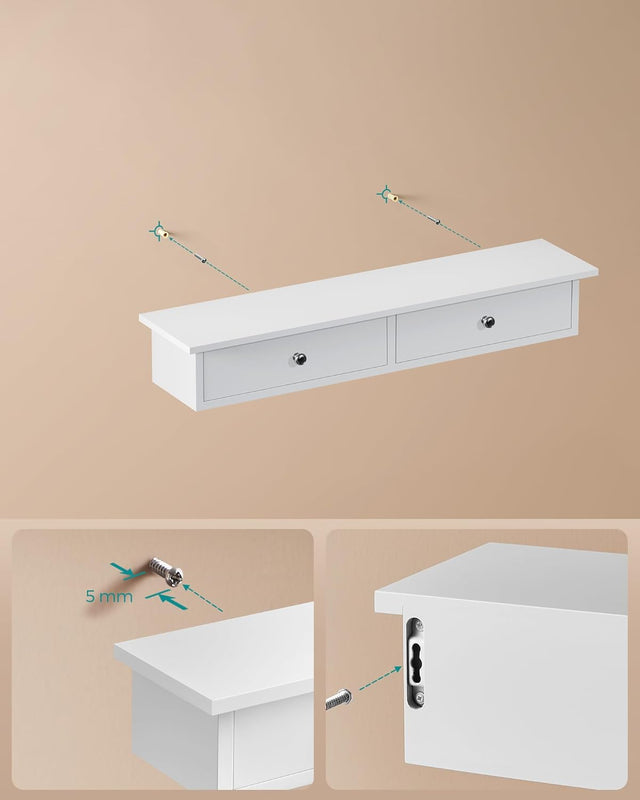 Wandregal mit Schubladen, modern, weiss von Songmics