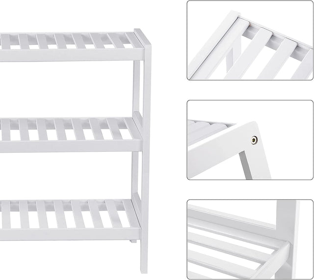 Schuhregal Bambus 3 Ebenen Weiss von Songmics