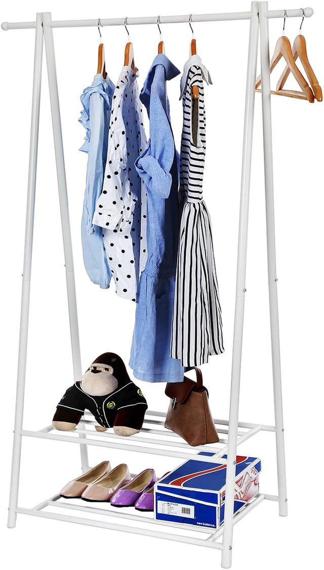 Kleiderständer mit Ablagen Metallgestell Cremeweiss