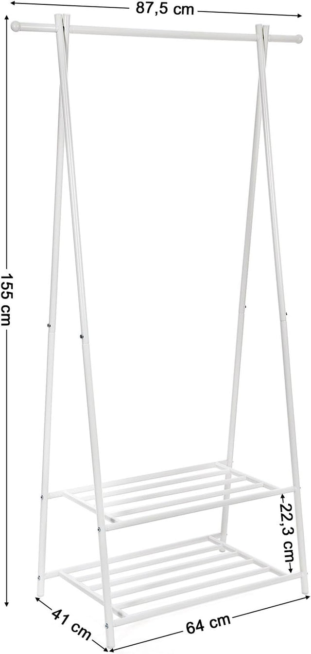 Kleiderständer mit Ablagen Metallgestell Cremeweiss