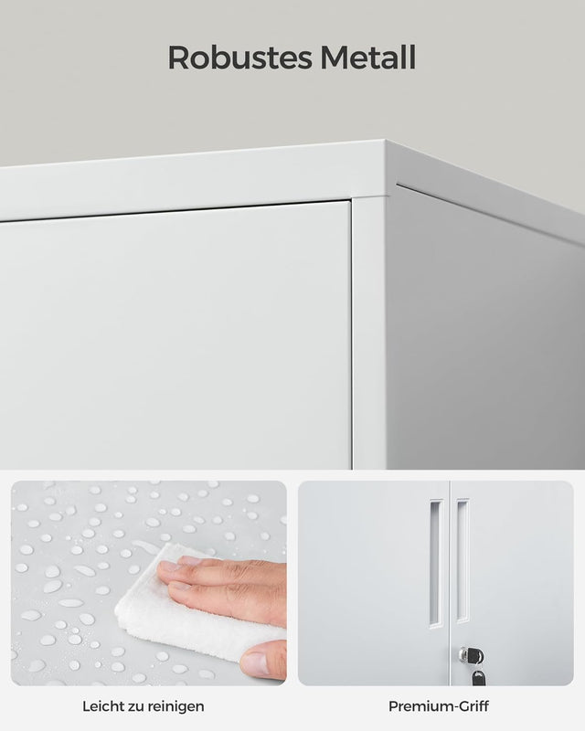 Aktenschrank abschliessbar Stahl Aufbewahrung mattgrau von Songmics