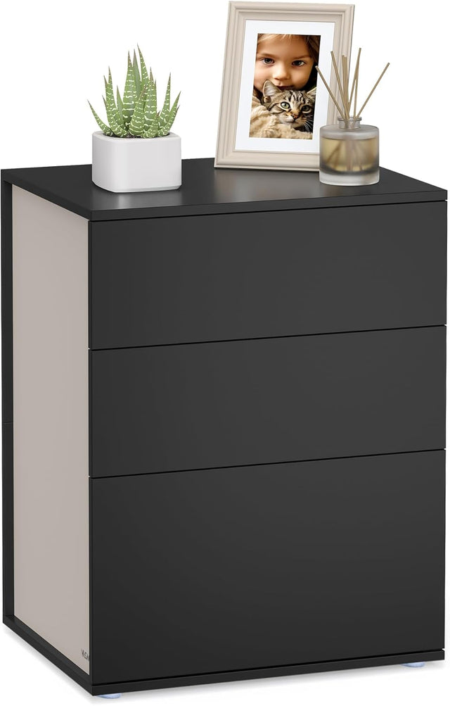 Nachttisch mit 3 Schubladen tintenschwarz