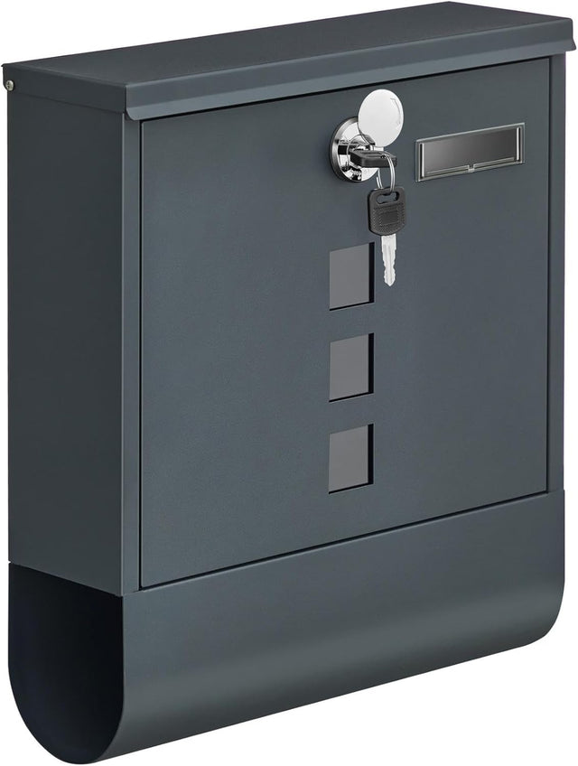 Wandbriefkasten Schloss Sichtfenster Zeitungsfach Anthrazitgrau