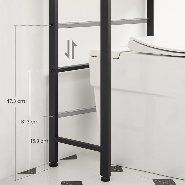 Toilettenregal 3 Ebenen Badezimmerregal Rustikal Braun von Songmics