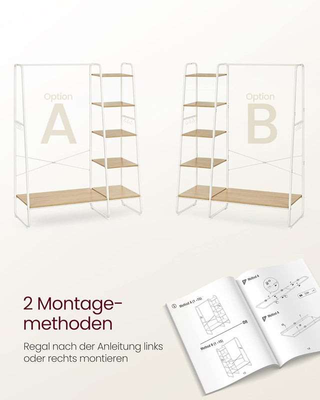 Kleiderständer mit Schuhablage Eichenfarben-Mattweiss