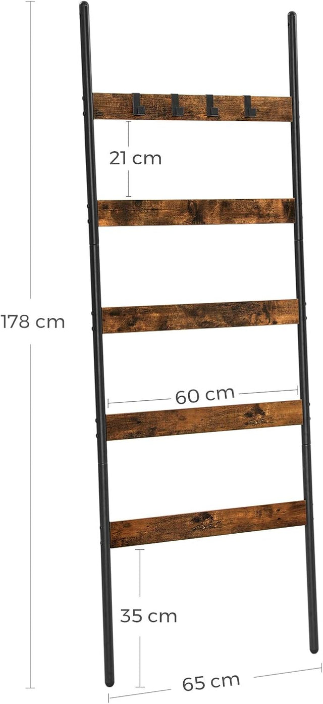 Schrägleiterregal Handtuchhalter 5 Ebenen Braun Schwarz von Songmics
