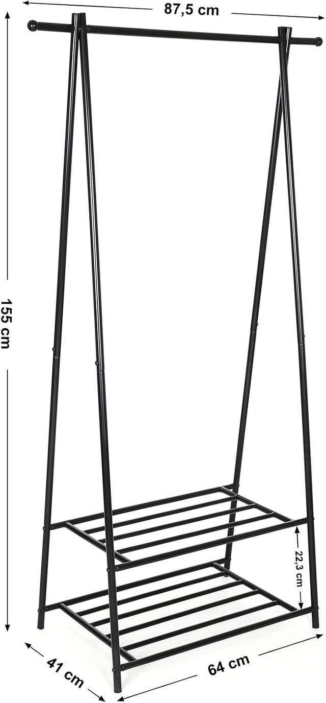 Kleiderständer mit Ablagen Metallgestell Schwarz