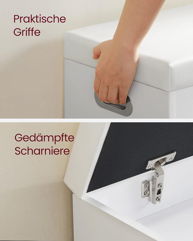 Schuhbank mit Stauraum gepolstert wolkenweiss von guteszeug.ch