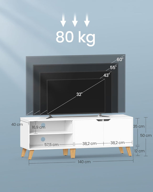 TV-Schrank mit Türen 140 cm Weiss von Songmics