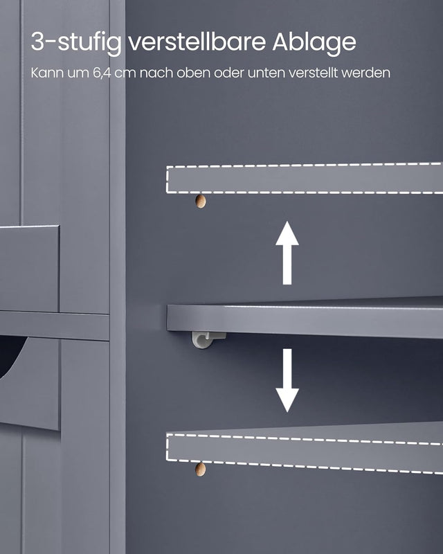 Badezimmerschrank mit 4 Schubladen und Tür Grau