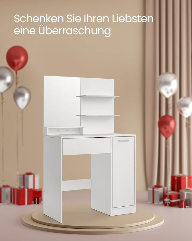 Schminktisch mit Spiegel und Ablagen Weiss