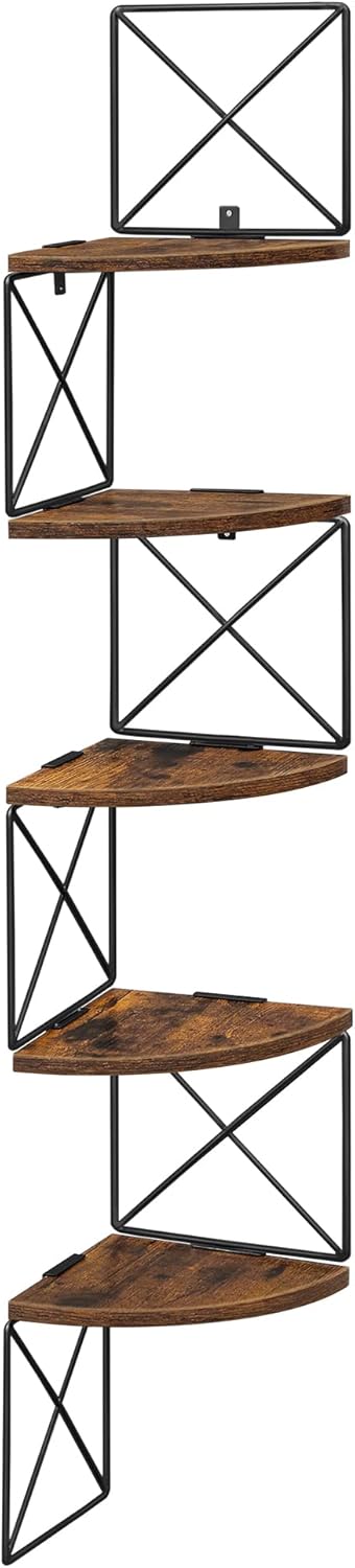 Eckregal Zickzack-Design 5 Ebenen Vintagebraun-Schwarz