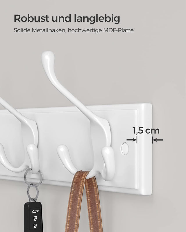 Wandgarderobe Hakenleiste Metall Flur Wolkenweiss von Songmics