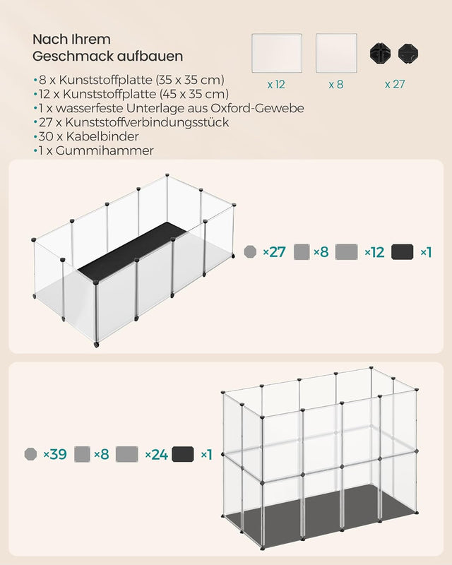 Kleintiergehege mit Bodenplatten weiss