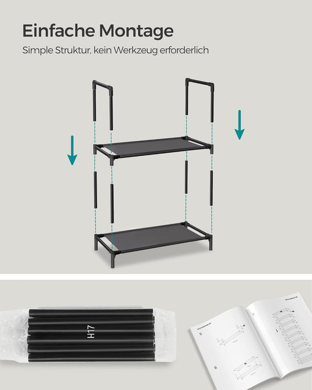 Schuhregal Metallgestell 10 Ebenen Schwarz von Songmics