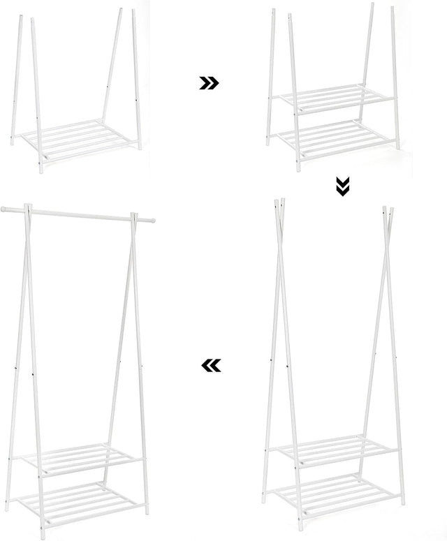 Kleiderständer mit Ablagen Metallgestell Cremeweiss