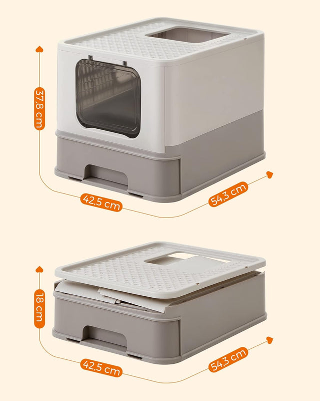 Katzentoilette mit Deckel auslaufsicher Haferflockenfarben