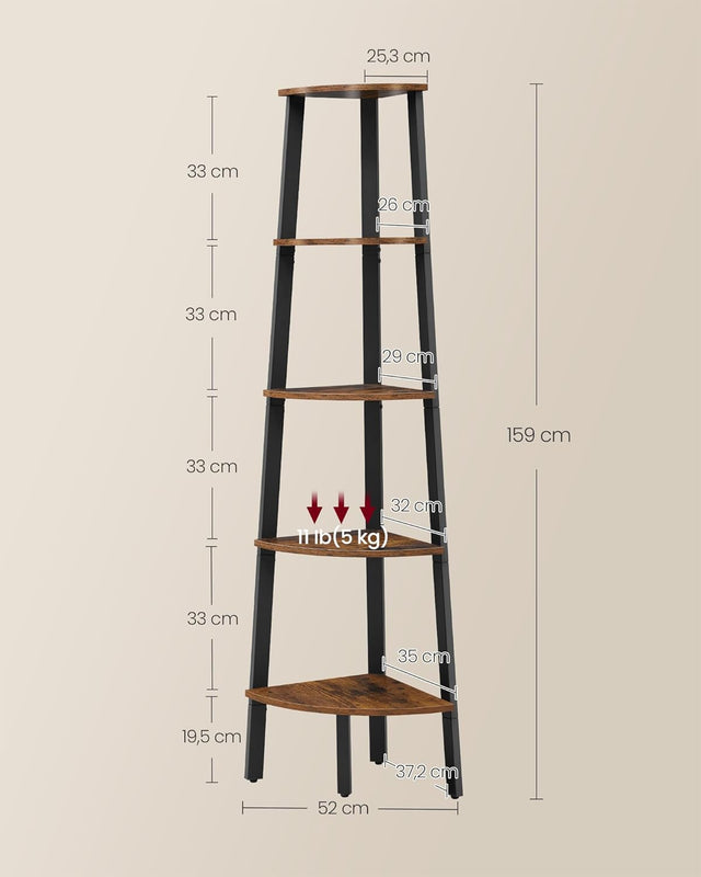 Eckregal im Industrial-Design vintagebraun-schwarz