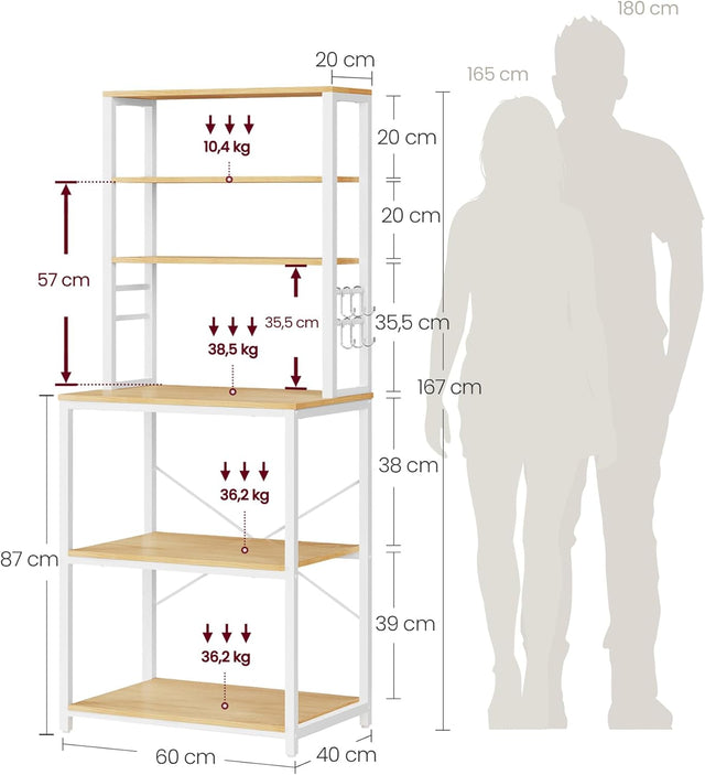 Küchenregal Standregal Mikrowellenregal Stahlrahmen Rustikal Goldeiche