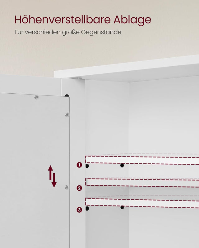 Spiegelschrank mit Spiegeltüren und Ablage Weiss von Songmics