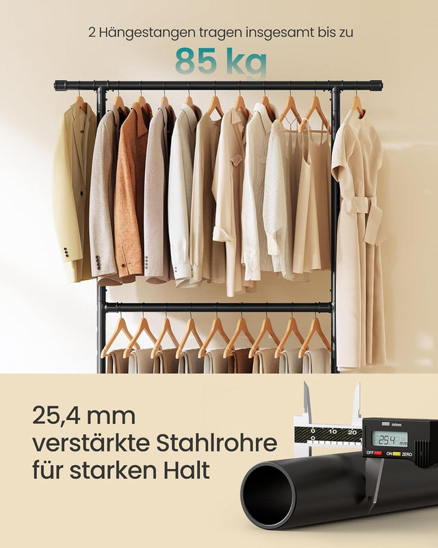 Kleiderständer Metall Industriedesign Rollen Schwarz