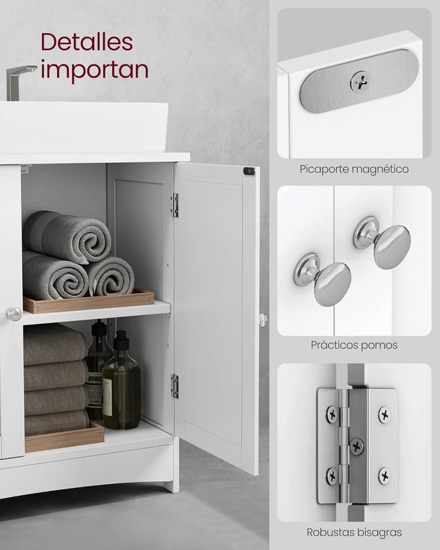 Waschbeckenunterschrank Badschrank mit Türen Weiss von Songmics