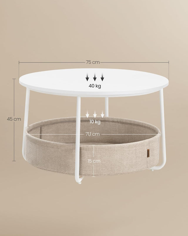 Couchtisch Rund Modern Metallrahmen Kamelbraun von Songmics