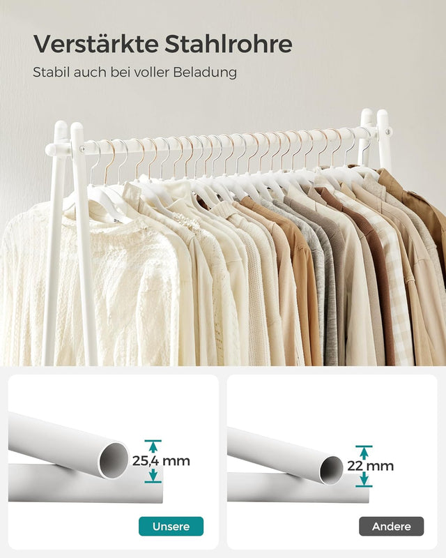 Kleiderständer mit Ablage Stahlgestell Weiss von Songmics