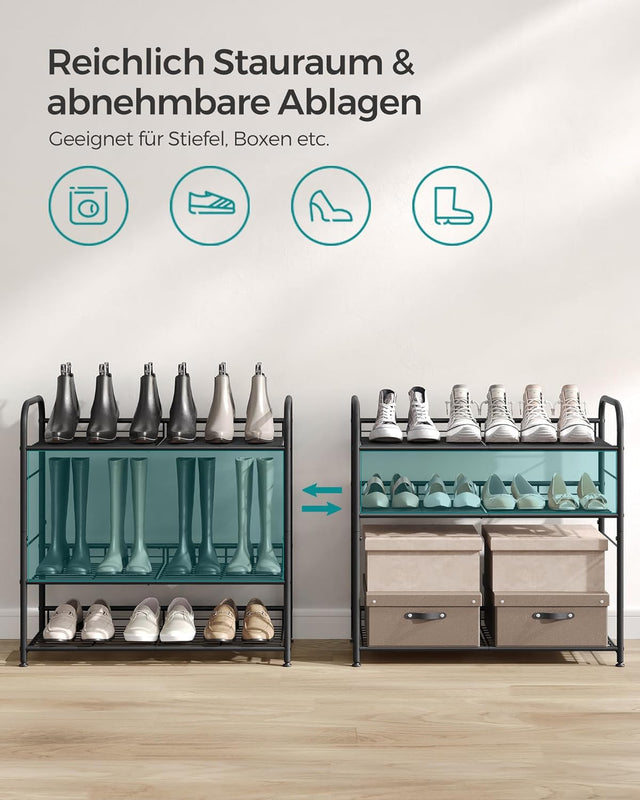 Schuhregal stapelbar für 16 Paar Schwarz von Songmics