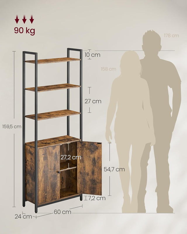 Bücherregal Standregal Metallrahmen Verstellbar Vintagebraun von Songmics