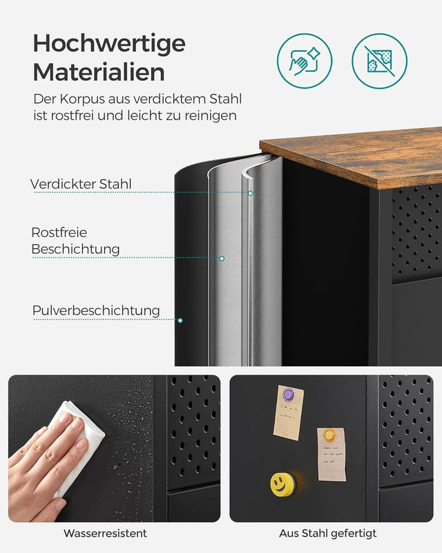 Aufbewahrungsschrank Metallschrank Doppeltür Verstellbar Vintagebraun von Songmics