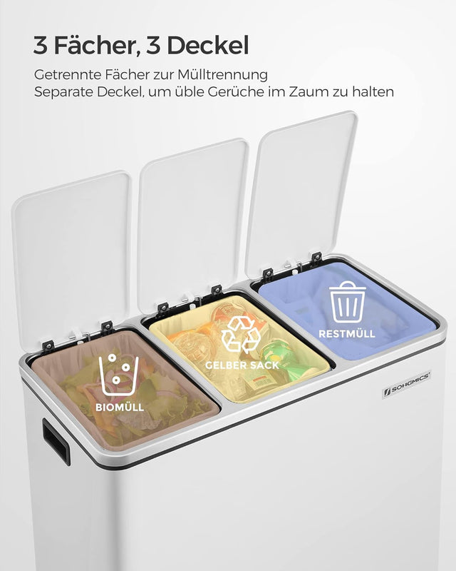 Mülleimer Küche Mülltrennsystem 3 Fächer Wolkenweiss