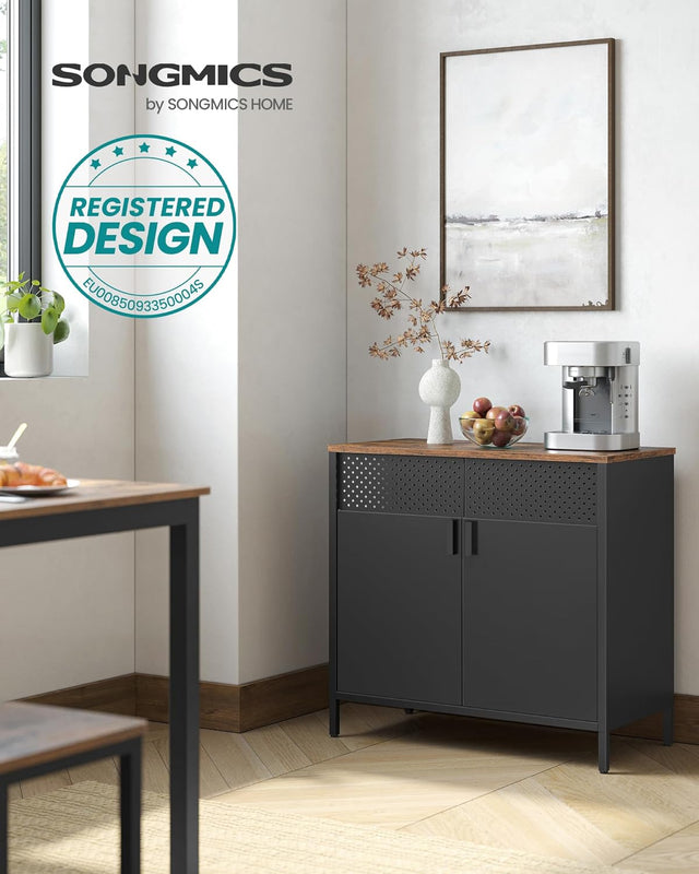 Aufbewahrungsschrank Metallschrank Doppeltür Verstellbar Vintagebraun von Songmics