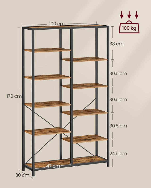 Bücherregal 5 Ebenen Standregal Vintagebraun Schwarz von Songmics