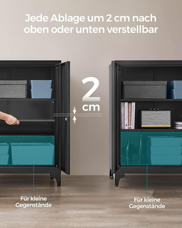 Aktenschrank abschliessbar Stahl Mehrzweckschrank Mattschwarz von Songmics