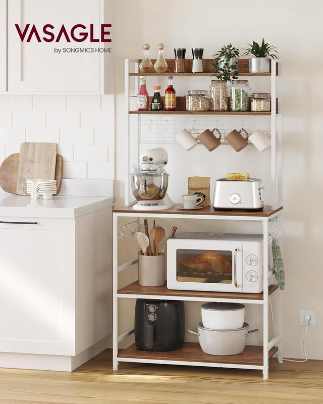 Küchenregal Steckdosen Mikrowellenregal Haken Walnussbraun