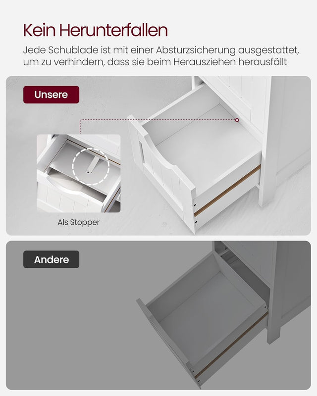 Badezimmerschrank mit Schubladen modern weiss