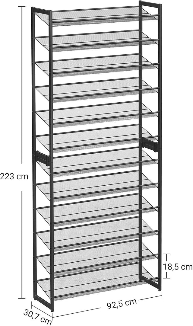 Schuhregal Stapelbar Verstellbar 12 Ebenen Schwarz