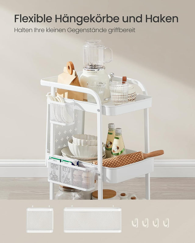 Rollwagen mit Metallgitterablagen wolkenweiss