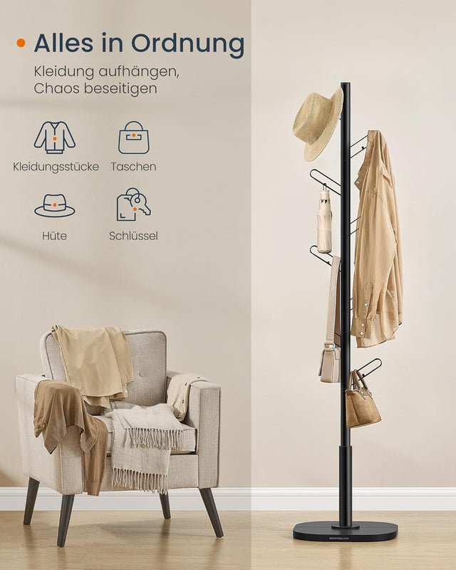 Garderobenständer Baumform mit 8 Haken Schwarz