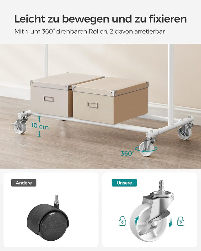 Kleiderständer Schwerlast Ausziehbar Transportabel 100kg Weiss von Songmics