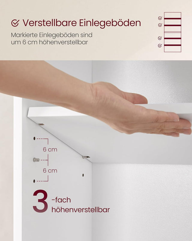 Bücherregal 6-stöckig Offenes Standregal Wolkenweiss, 24 x 40 x 178,5 cm