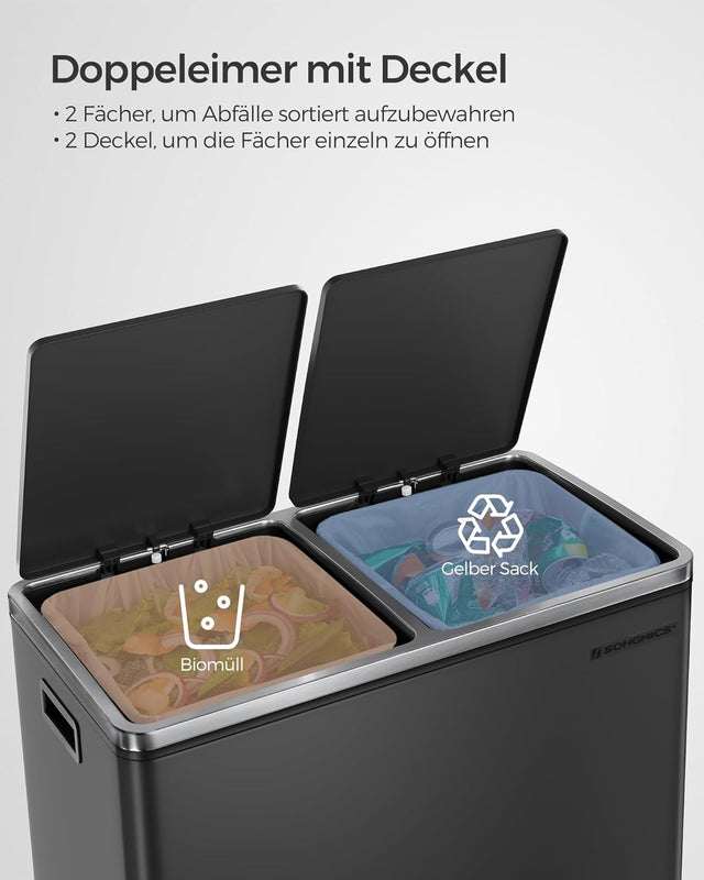 Mülleimer Mülltrennsystem 60L Softclose Schwarz