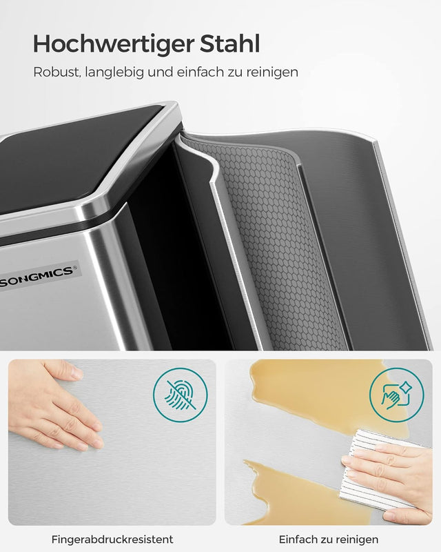 Mülleimer Küche Mülltrennsystem Softclose Metallicsilber