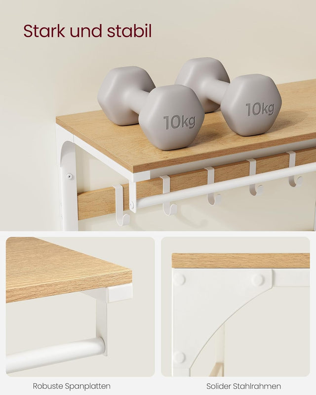 Wandgarderobe mit Ablage Eichenfarben-Weiss von Songmics