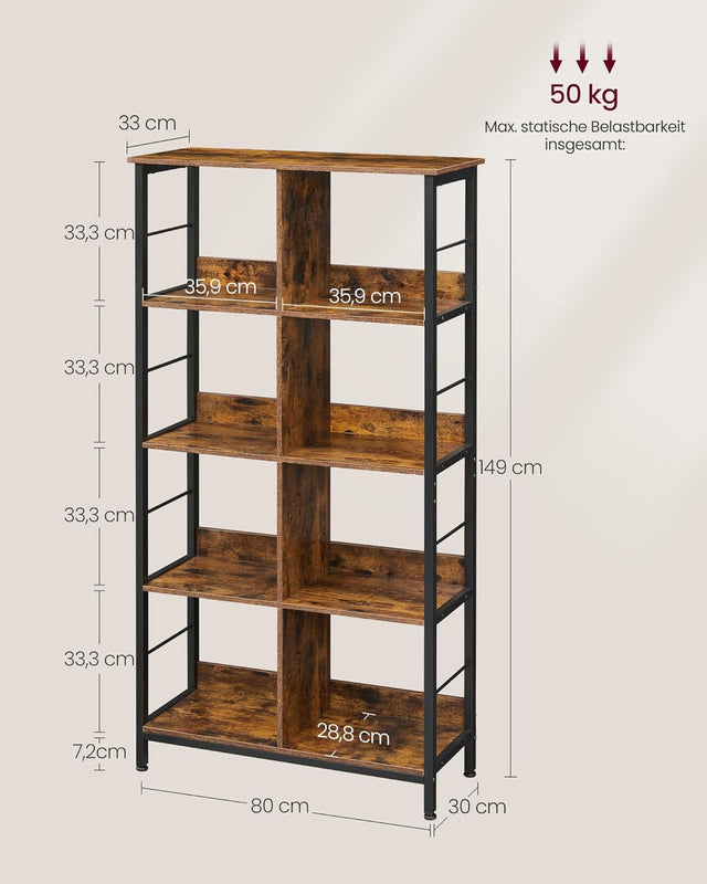 Regal mit 4 Ebenen vintagebraun