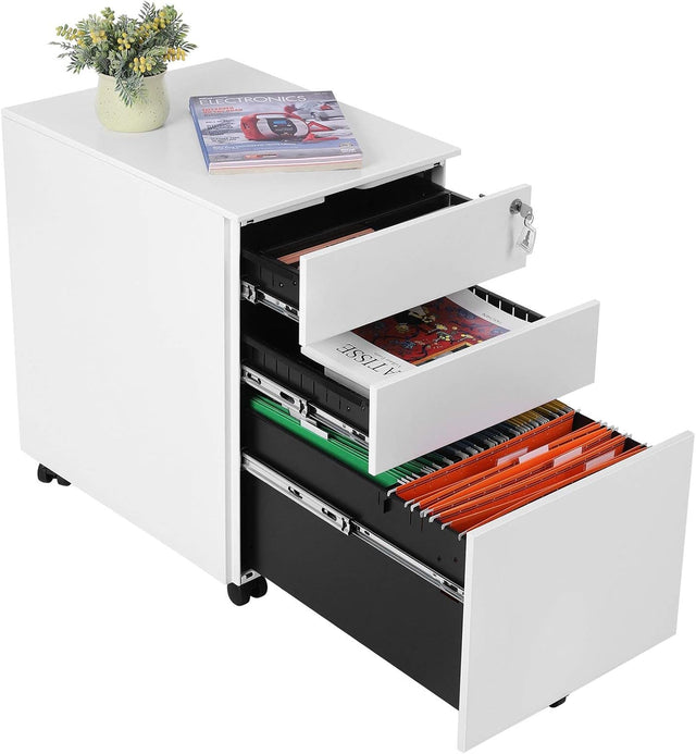 Rollcontainer Büroschrank mit Schubladen Weiss