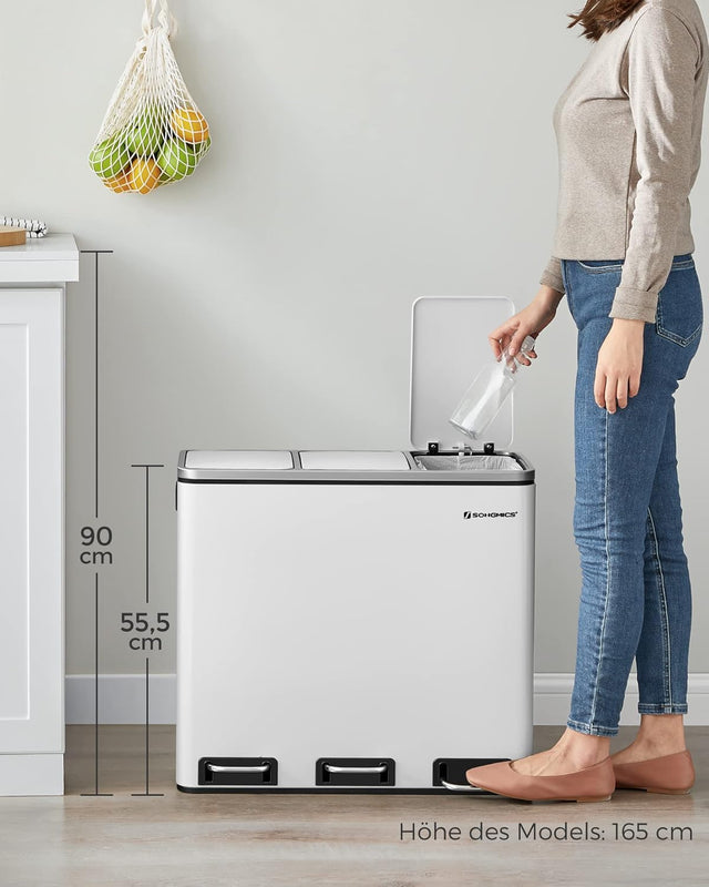 Mülleimer Küche Mülltrennsystem 3 Fächer Wolkenweiss