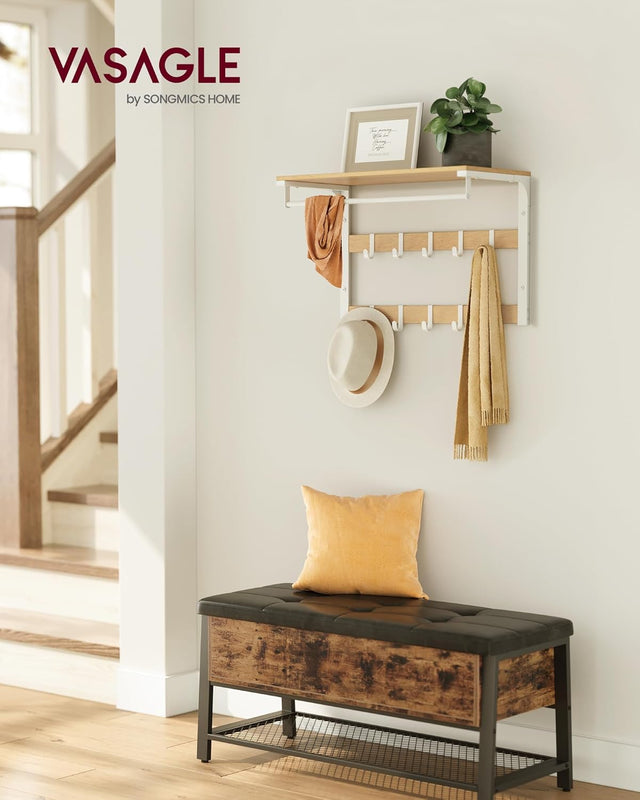 Wandgarderobe mit Ablage Eichenfarben-Weiss von Songmics