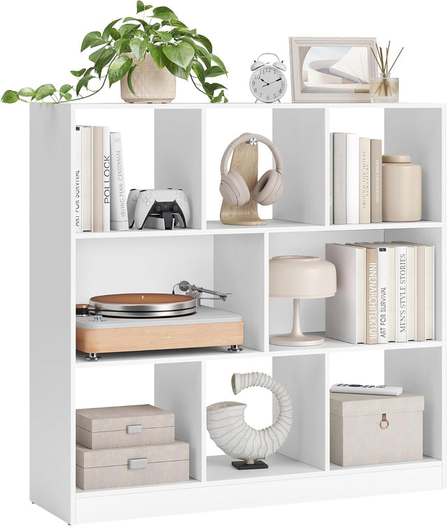 Bücherregal 8 Fächer Horizontal Wohnzimmer Weiss von Songmics